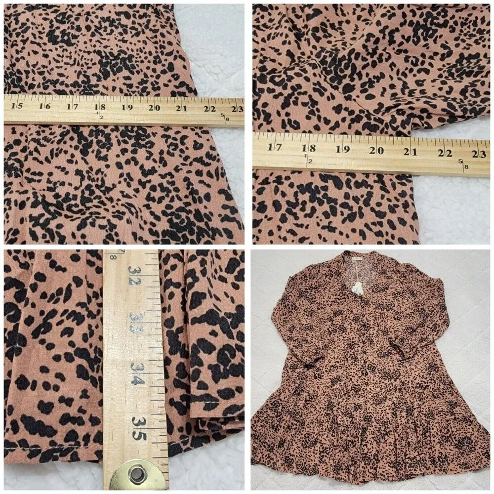Love Stitch Womens Hazel Animal Print Long Sleeve Chelsea Dress Size‎ Large NWT